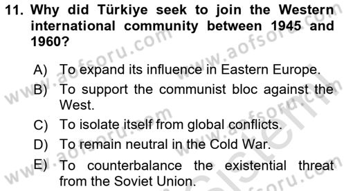Diplomacy Dersi 2024 - 2025 Yılı (Final) Dönem Sonu Sınav Soruları 11. Soru