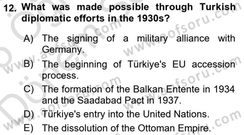 Diplomacy Dersi 2024 - 2025 Yılı (Final) Dönem Sonu Sınav Soruları 12. Soru