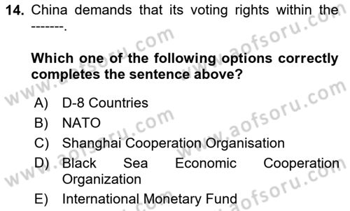 Diplomacy Dersi 2024 - 2025 Yılı (Final) Dönem Sonu Sınav Soruları 14. Soru