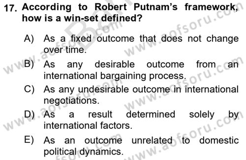 Diplomacy Dersi 2024 - 2025 Yılı (Final) Dönem Sonu Sınav Soruları 17. Soru