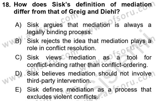 Diplomacy Dersi 2024 - 2025 Yılı (Final) Dönem Sonu Sınav Soruları 18. Soru