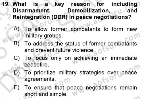 Diplomacy Dersi 2024 - 2025 Yılı (Final) Dönem Sonu Sınav Soruları 19. Soru