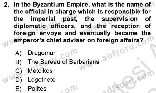Diplomacy Dersi 2024 - 2025 Yılı (Final) Dönem Sonu Sınav Soruları 2. Soru