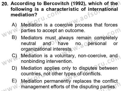 Diplomacy Dersi 2024 - 2025 Yılı (Final) Dönem Sonu Sınav Soruları 20. Soru