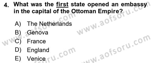 Diplomacy Dersi 2024 - 2025 Yılı (Final) Dönem Sonu Sınav Soruları 4. Soru