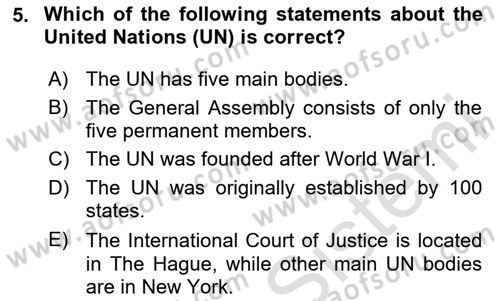 Diplomacy Dersi 2024 - 2025 Yılı (Final) Dönem Sonu Sınav Soruları 5. Soru
