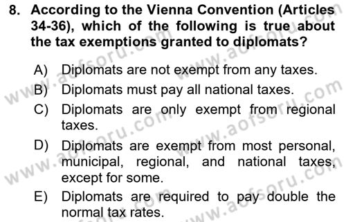 Diplomacy Dersi 2024 - 2025 Yılı (Final) Dönem Sonu Sınav Soruları 8. Soru