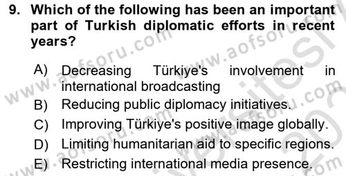 Diplomacy Dersi 2024 - 2025 Yılı (Final) Dönem Sonu Sınav Soruları 9. Soru