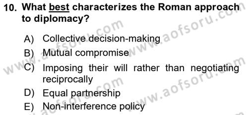 Diplomacy Dersi 2025 - 2026 Yılı (Vize) Ara Sınav Soruları 10. Soru