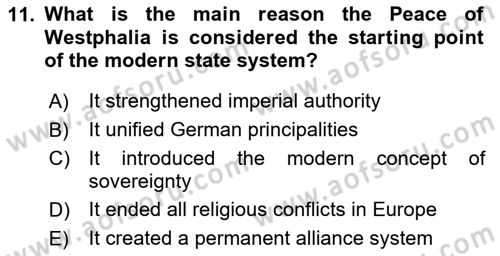 Diplomacy Dersi 2025 - 2026 Yılı (Vize) Ara Sınav Soruları 11. Soru