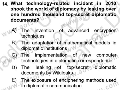 Diplomacy Dersi 2025 - 2026 Yılı (Vize) Ara Sınav Soruları 14. Soru