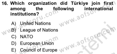 Diplomacy Dersi 2025 - 2026 Yılı (Vize) Ara Sınav Soruları 16. Soru