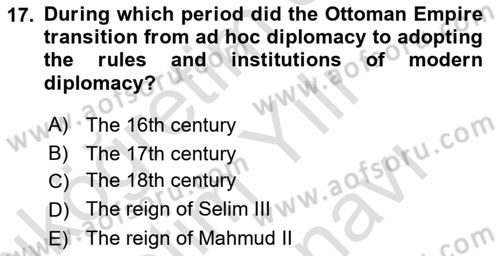 Diplomacy Dersi 2025 - 2026 Yılı (Vize) Ara Sınav Soruları 17. Soru