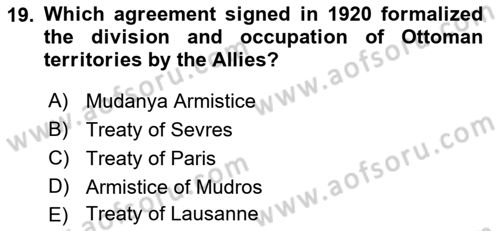 Diplomacy Dersi 2025 - 2026 Yılı (Vize) Ara Sınav Soruları 19. Soru