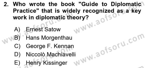 Diplomacy Dersi 2025 - 2026 Yılı (Vize) Ara Sınav Soruları 2. Soru