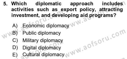 Diplomacy Dersi 2025 - 2026 Yılı (Vize) Ara Sınav Soruları 5. Soru