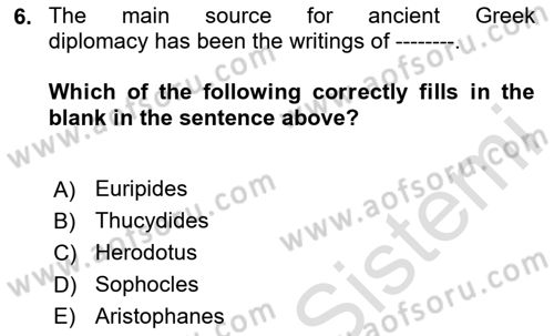 Diplomacy Dersi 2025 - 2026 Yılı (Vize) Ara Sınav Soruları 6. Soru