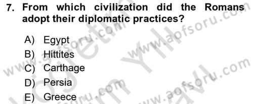 Diplomacy Dersi 2025 - 2026 Yılı (Vize) Ara Sınav Soruları 7. Soru