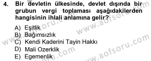 Uluslararası Politika 1 Dersi Ara Sınavı Deneme Sınav Soruları 4. Soru