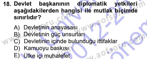 Uluslararası Politika 1 Dersi 2012 - 2013 Yılı (Final) Dönem Sonu Sınav Soruları 18. Soru