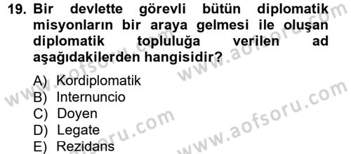 Uluslararası Politika 1 Dersi 2012 - 2013 Yılı (Final) Dönem Sonu Sınav Soruları 19. Soru