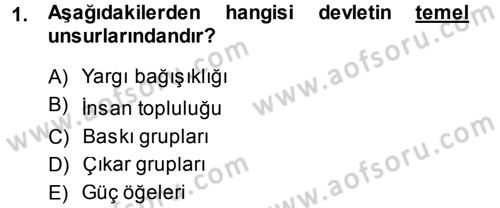 Uluslararası Politika 1 Dersi 2013 - 2014 Yılı (Vize) Ara Sınavı 1. Soru