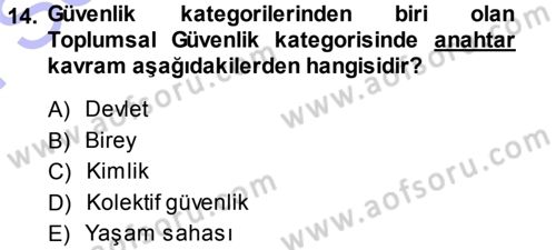 Uluslararası Politika 1 Dersi 2013 - 2014 Yılı (Final) Dönem Sonu Sınav Soruları 14. Soru