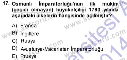 Uluslararası Politika 1 Dersi 2013 - 2014 Yılı (Final) Dönem Sonu Sınavı 17. Soru