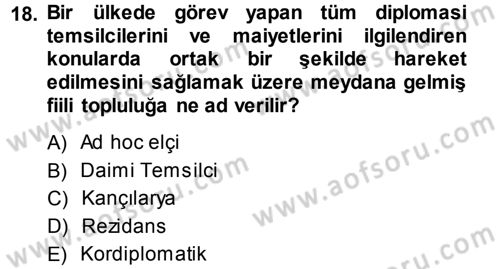 Uluslararası Politika 1 Dersi 2013 - 2014 Yılı (Final) Dönem Sonu Sınav Soruları 18. Soru