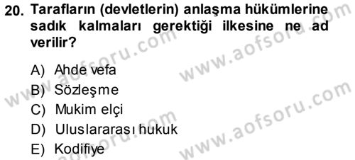 Uluslararası Politika 1 Dersi 2013 - 2014 Yılı (Final) Dönem Sonu Sınav Soruları 20. Soru