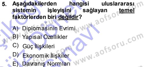 Uluslararası Politika 1 Dersi 2013 - 2014 Yılı (Final) Dönem Sonu Sınav Soruları 5. Soru