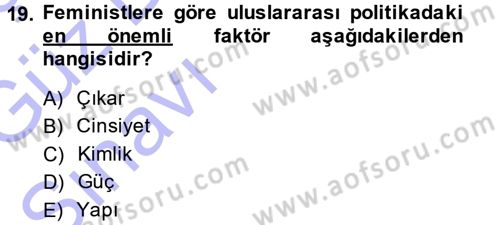 Uluslararası Politika 1 Dersi 2014 - 2015 Yılı (Vize) Ara Sınav Soruları 19. Soru