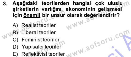 Uluslararası Politika 1 Dersi 2014 - 2015 Yılı (Vize) Ara Sınav Soruları 3. Soru
