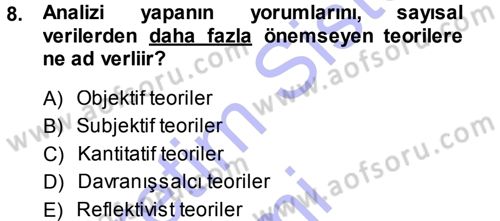 Uluslararası Politika 1 Dersi 2014 - 2015 Yılı (Vize) Ara Sınav Soruları 8. Soru