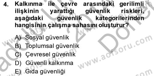 Uluslararası Politika 1 Dersi 2014 - 2015 Yılı (Final) Dönem Sonu Sınav Soruları 4. Soru