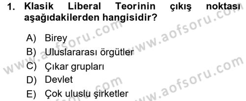 Uluslararası Politika 1 Dersi Ara Sınavı Deneme Sınav Soruları 1. Soru