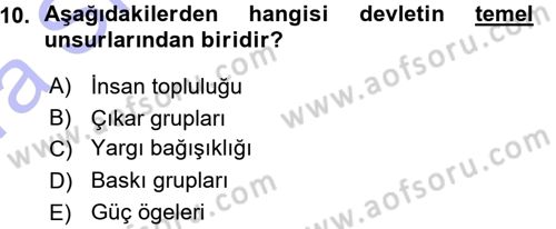 Uluslararası Politika 1 Dersi Ara Sınavı Deneme Sınav Soruları 10. Soru