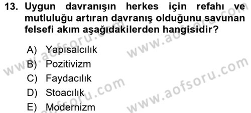 Uluslararası Politika 1 Dersi 2015 - 2016 Yılı (Vize) Ara Sınavı 13. Soru