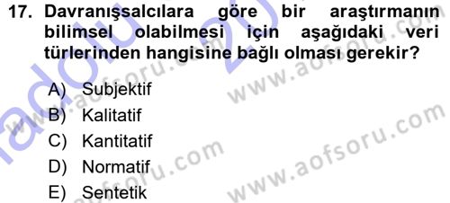 Uluslararası Politika 1 Dersi Ara Sınavı Deneme Sınav Soruları 17. Soru