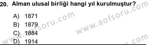 Uluslararası Politika 1 Dersi Ara Sınavı Deneme Sınav Soruları 20. Soru