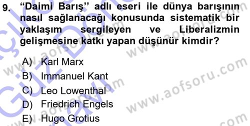 Uluslararası Politika 1 Dersi Ara Sınavı Deneme Sınav Soruları 9. Soru