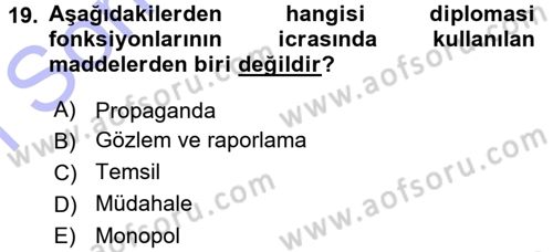 Uluslararası Politika 1 Dersi 2015 - 2016 Yılı (Final) Dönem Sonu Sınav Soruları 19. Soru