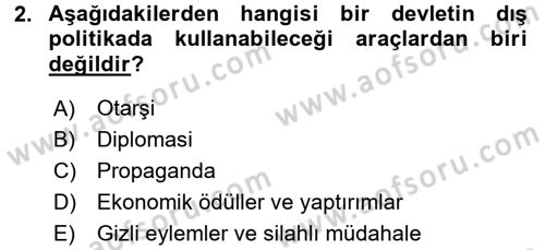 Uluslararası Politika 1 Dersi 2015 - 2016 Yılı (Final) Dönem Sonu Sınav Soruları 2. Soru