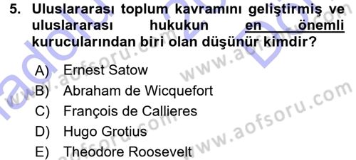 Uluslararası Politika 1 Dersi 2015 - 2016 Yılı (Final) Dönem Sonu Sınav Soruları 5. Soru