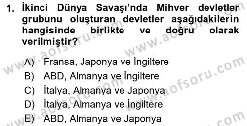 Uluslararası Politika 1 Dersi Ara Sınavı Deneme Sınav Soruları 1. Soru