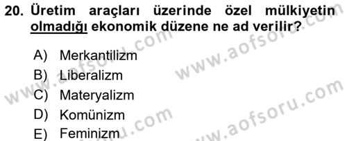 Uluslararası Politika 1 Dersi 2016 - 2017 Yılı (Vize) Ara Sınav Soruları 20. Soru