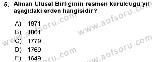 Uluslararası Politika 1 Dersi Ara Sınavı Deneme Sınav Soruları 5. Soru