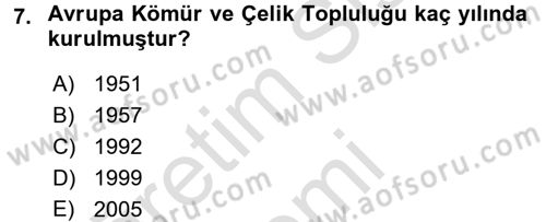 Uluslararası Politika 1 Dersi Ara Sınavı Deneme Sınav Soruları 7. Soru