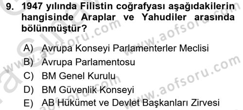 Uluslararası Politika 1 Dersi Ara Sınavı Deneme Sınav Soruları 9. Soru