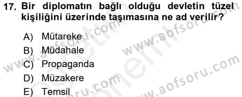 Uluslararası Politika 1 Dersi 2016 - 2017 Yılı (Final) Dönem Sonu Sınav Soruları 17. Soru